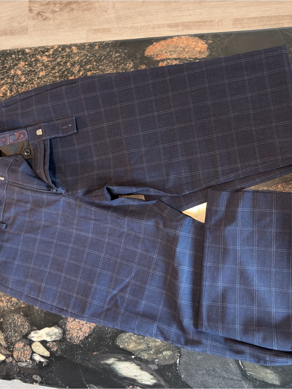 Ralph Lauren Men's Navy Windowpane Dress Pants